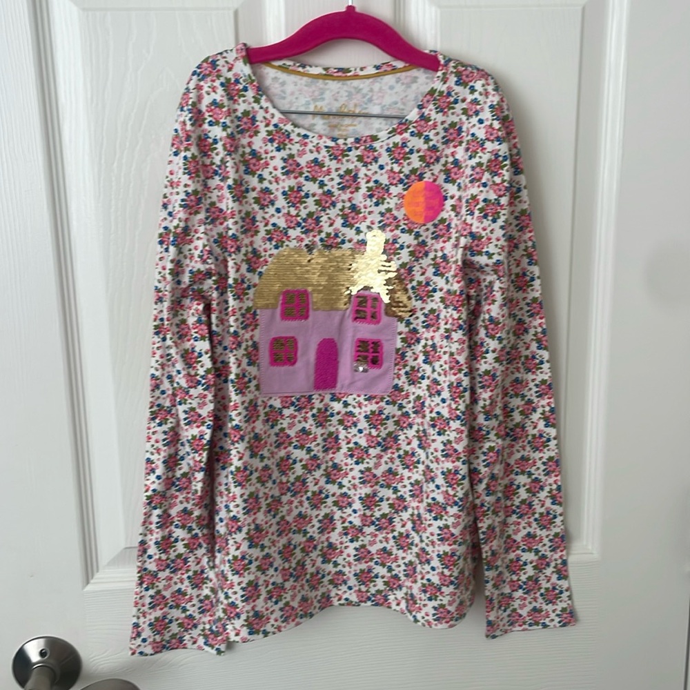 Mini Boden Cottage Sequin Shirt - Size 11-12